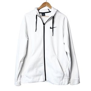 Nike White Black Dri Fit Full Zip Up Hooded Jacket Coat